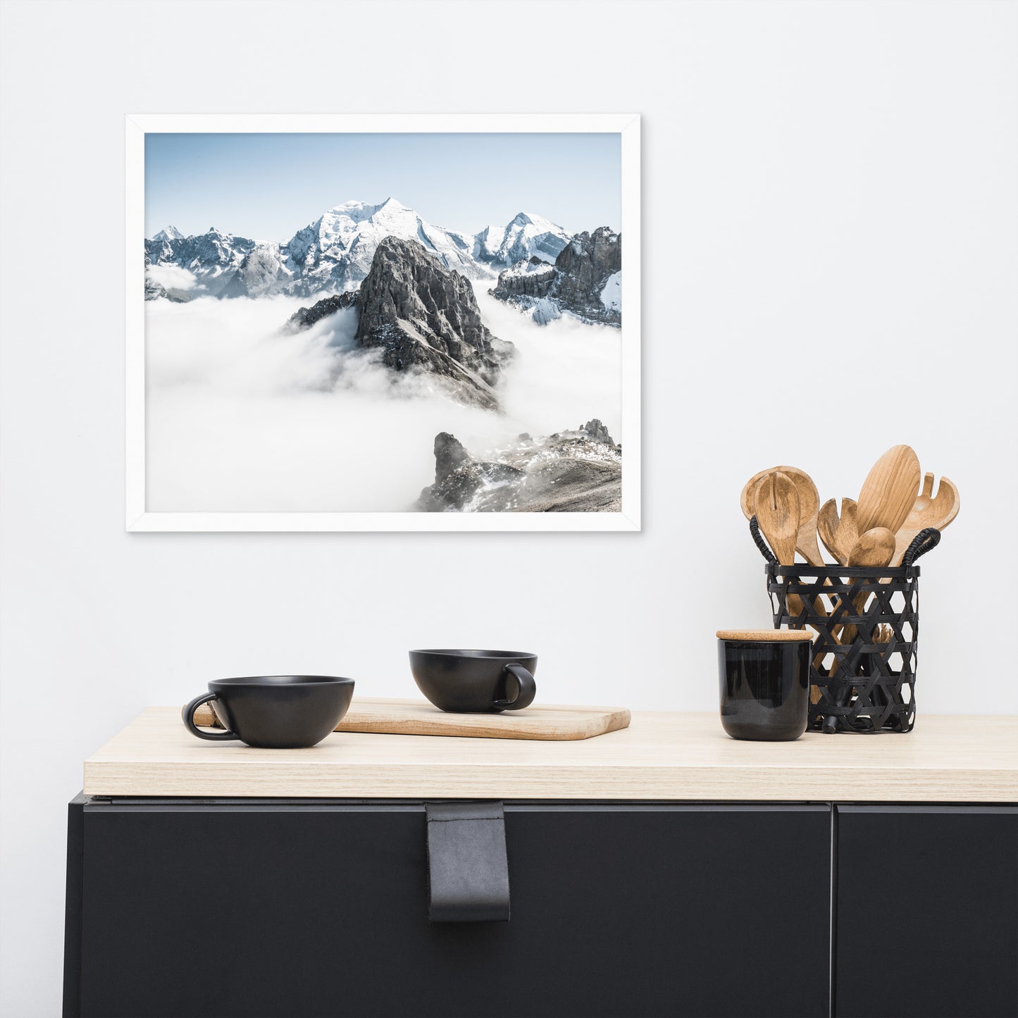 Adelboden and Bunderspitz Peaks in Switzerland Framed Poster - High-Quality Print of Iconic Swiss Mountain Ranges - Perfect for Nature Lovers and Home Decor