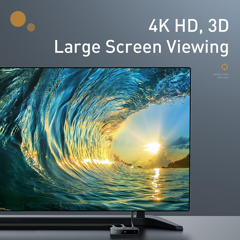 4K HD Switch HDMI-compatible Adapter for Xiaomi Mi Box and other Devices - 1x2/2x1 Switch - CE,FCC certified - Space Gray