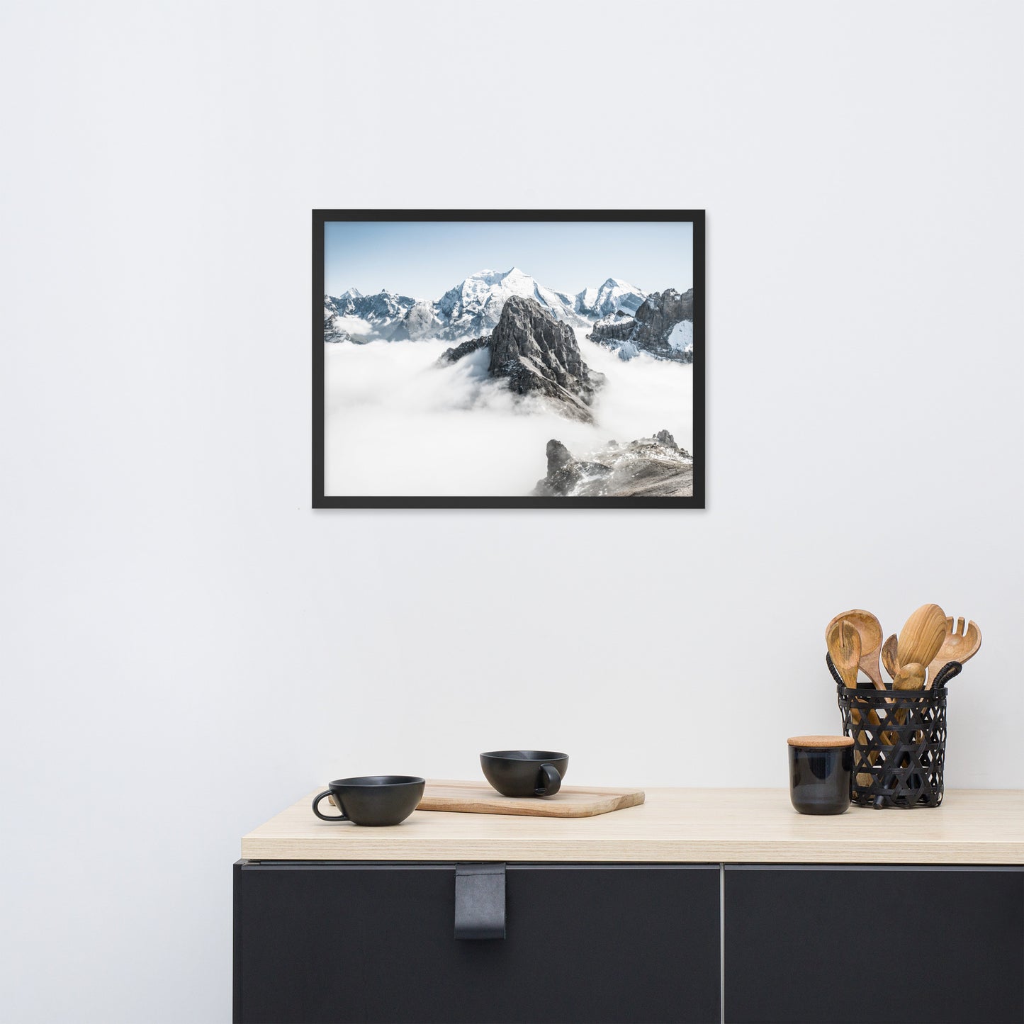 Adelboden and Bunderspitz Peaks in Switzerland Framed Poster - High-Quality Print of Iconic Swiss Mountain Ranges - Perfect for Nature Lovers and Home Decor