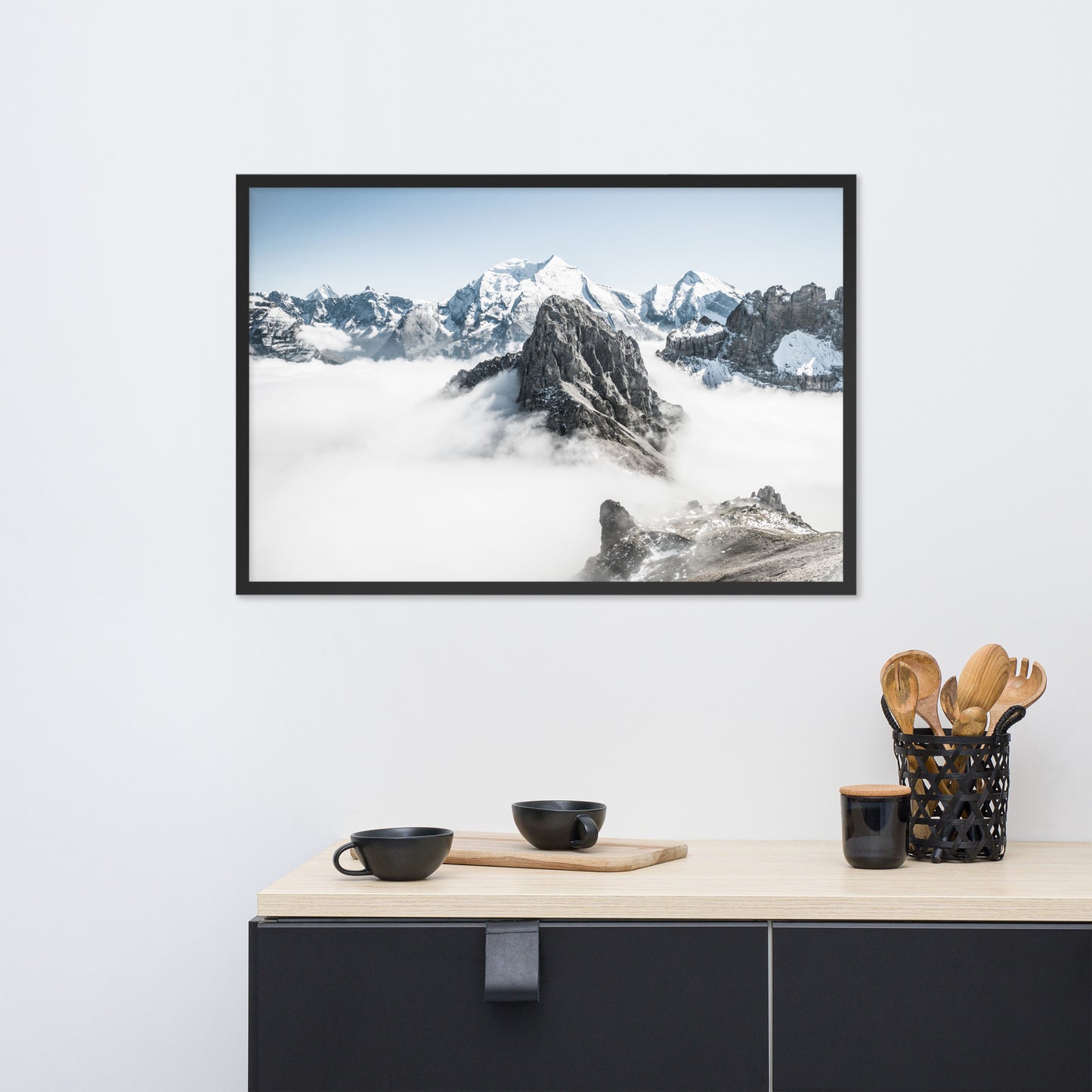Adelboden and Bunderspitz Peaks in Switzerland Framed Poster - High-Quality Print of Iconic Swiss Mountain Ranges - Perfect for Nature Lovers and Home Decor