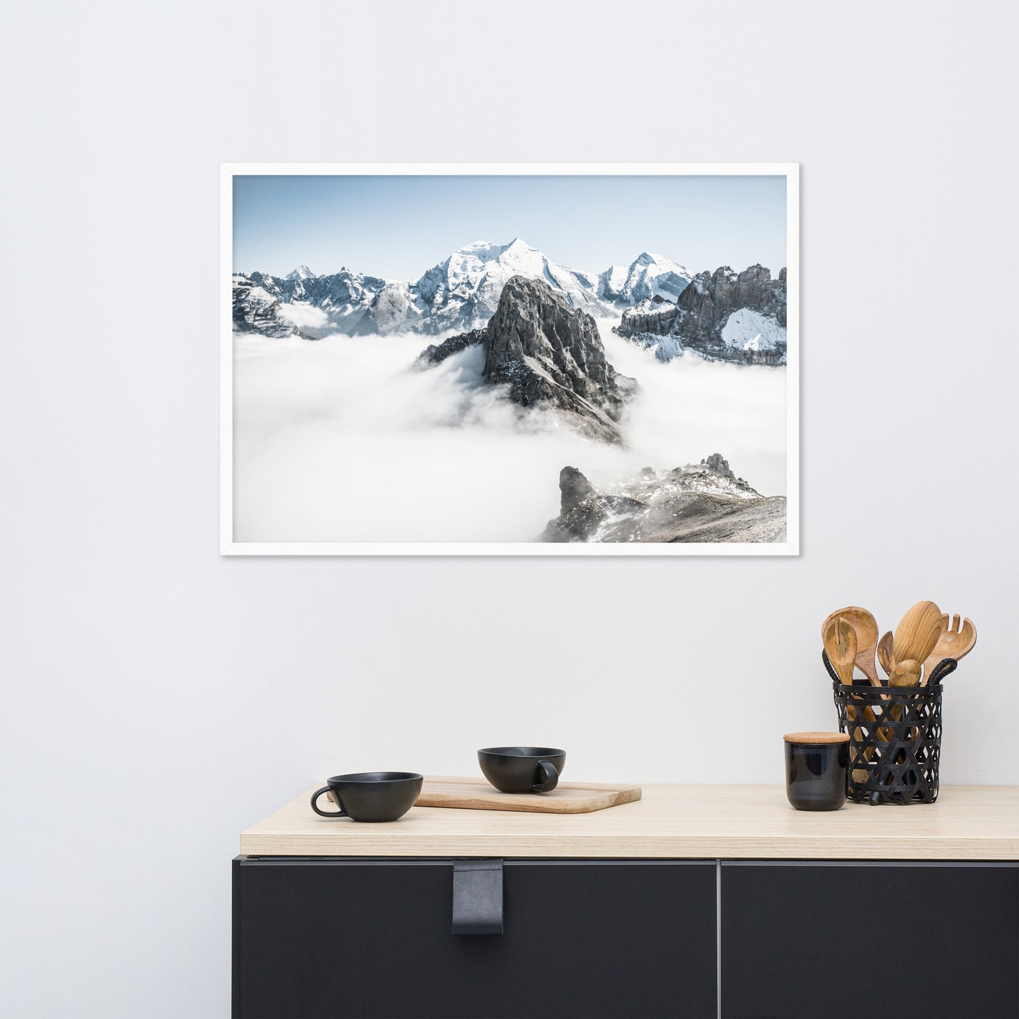 Adelboden and Bunderspitz Peaks in Switzerland Framed Poster - High-Quality Print of Iconic Swiss Mountain Ranges - Perfect for Nature Lovers and Home Decor